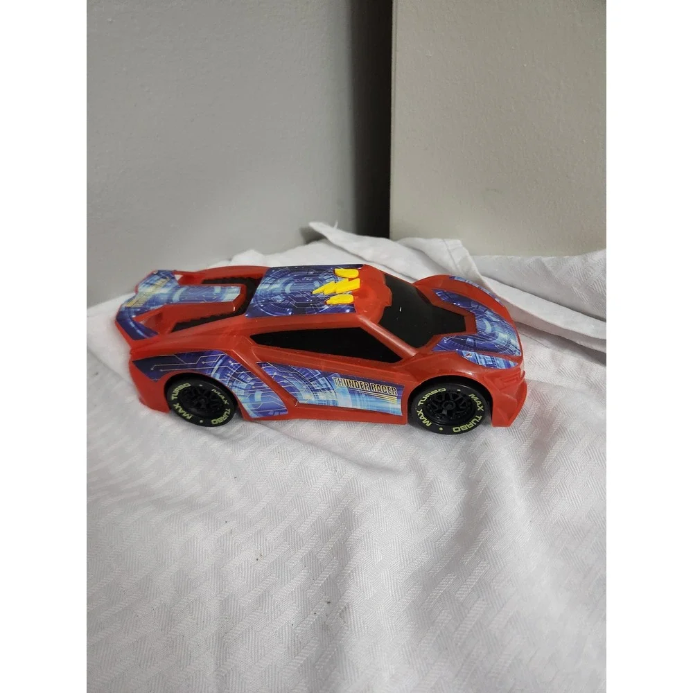 Thunder Racer Toy Sports Car Red with Blue Graphics Max Turbo Tires